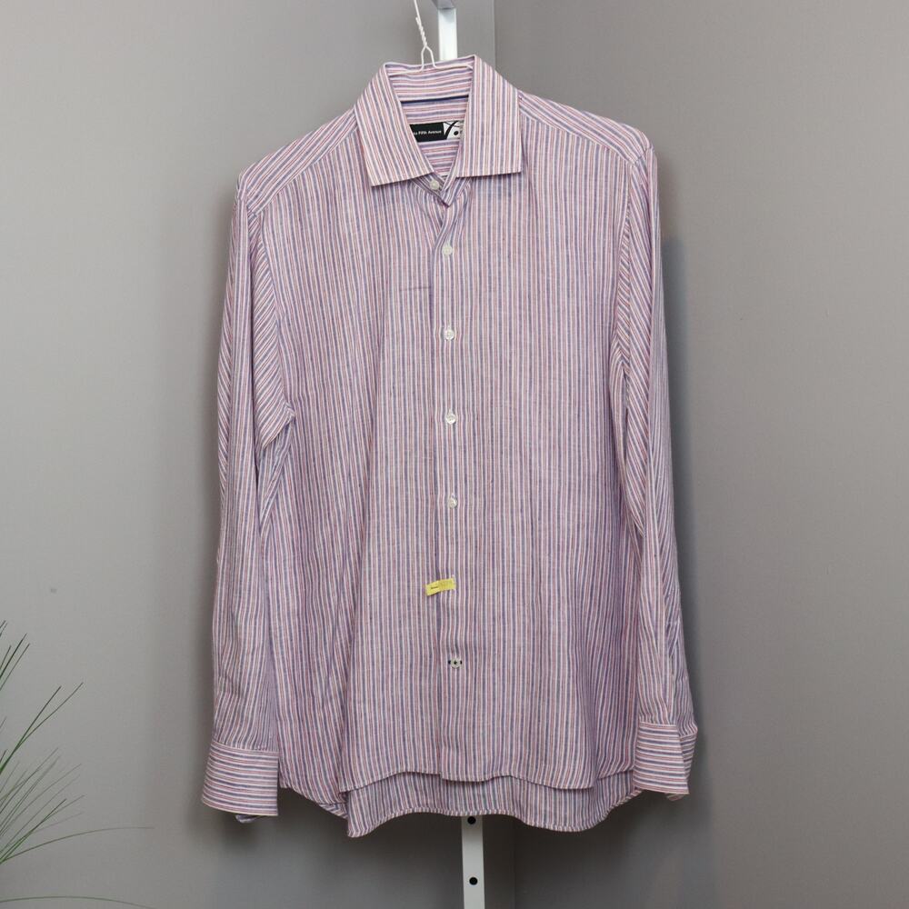 Saks Fifth Avenue Striped Button Down Shirt‎ Long Sleeve Size Medium